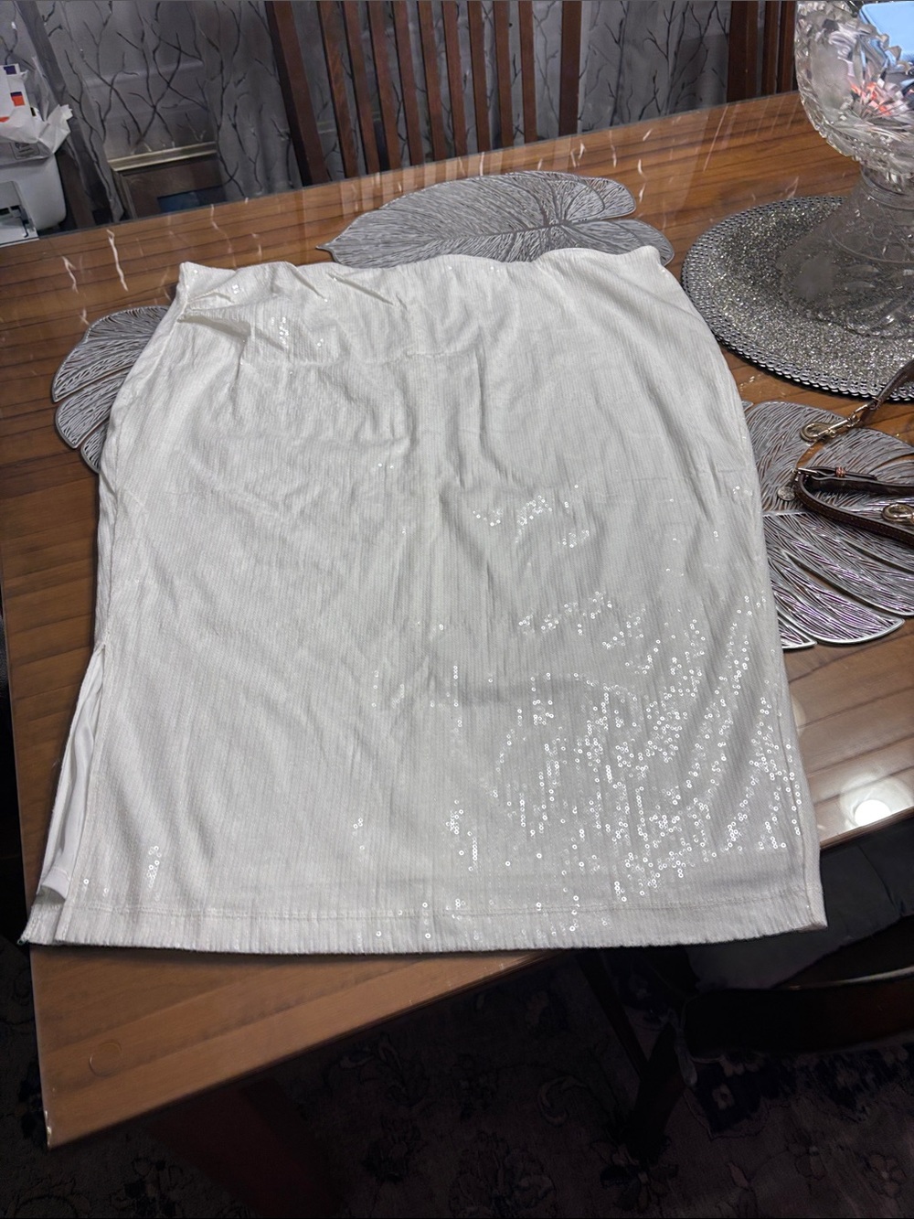 Sonoma White Sequin Pencil Skirt
